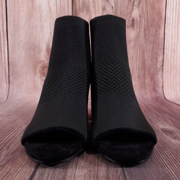 Eileen Fisher Womens Sz 10 Croft Open Toe Stretch Knit Black Ankle Boots Booties - Picture 5 of 13